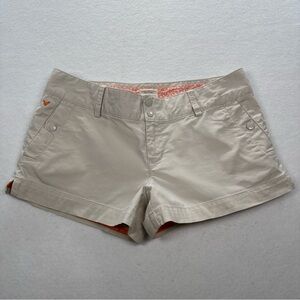 American Eagle Vintage Y2K Mini Shorts Women's Size 8 Low Rise Khaki Beige Snaps
